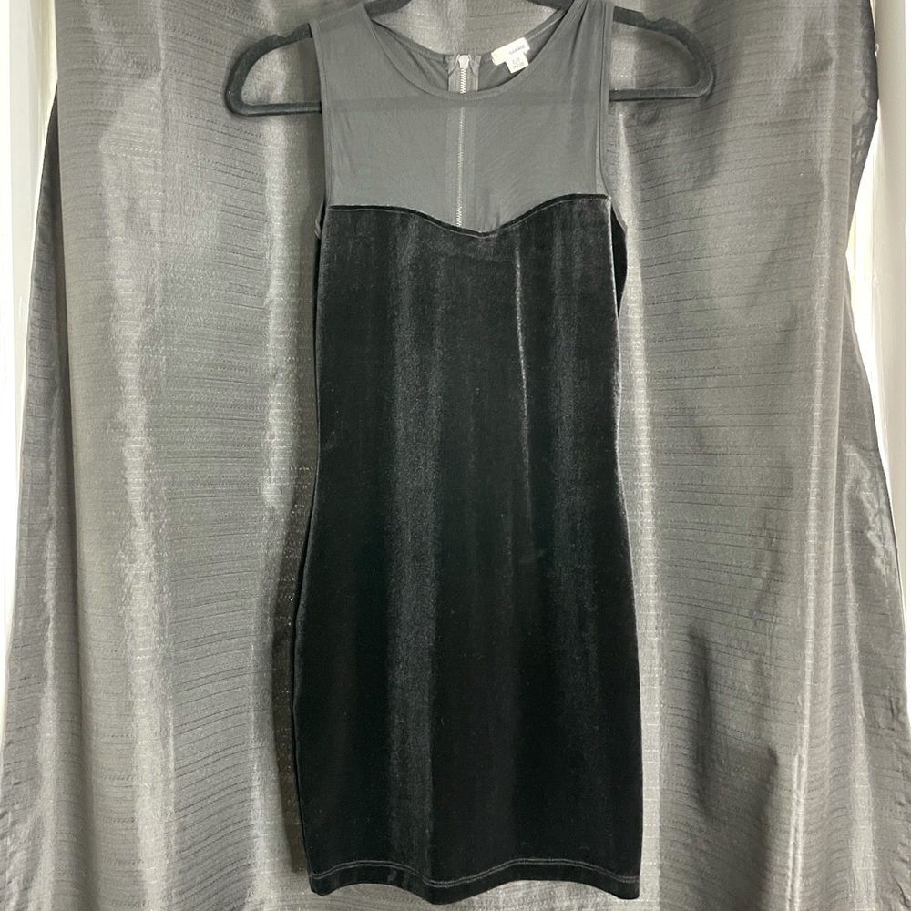 Black mesh/velvet dress